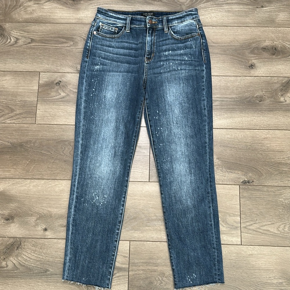 Judy Blue Boyfriend‎ High Rise Stretch Crop Ankle Jeans Blue Size 28